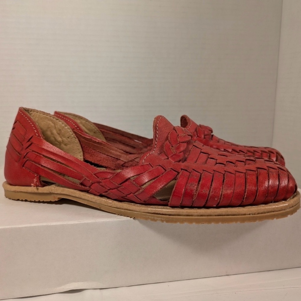 Red Leather Women's Huaraches